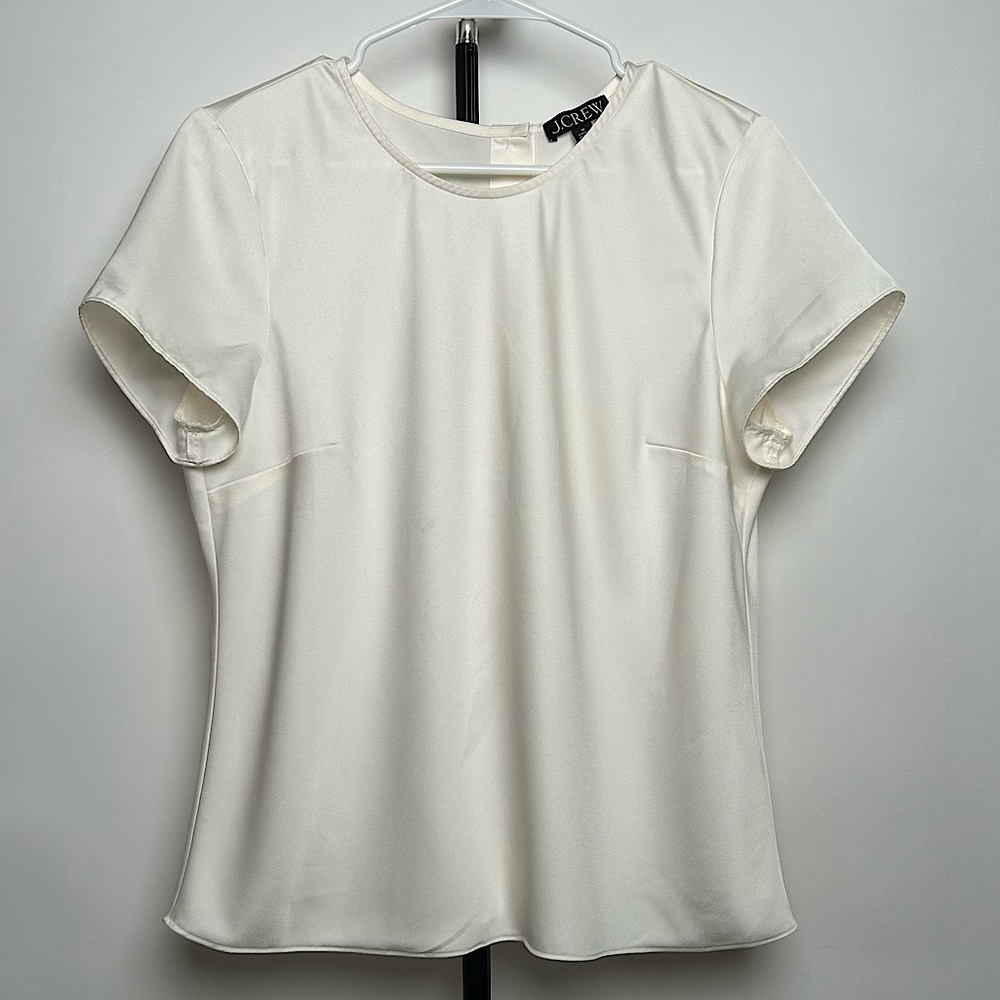 J Crew women’s “Short-sleeve button-back top”, color ivory, size M